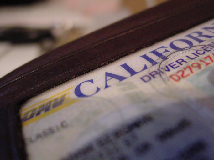 Close up of a California drivers license