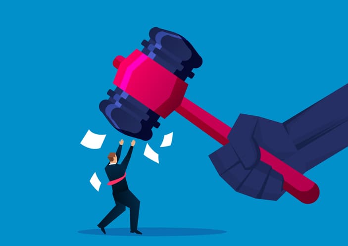 Businessman hit by hammer
