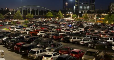 congested parking lot traffic school