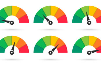 A playful illustration of a credit score "odometer" referencing how your credit score can affect your auto insurance costs in several States.