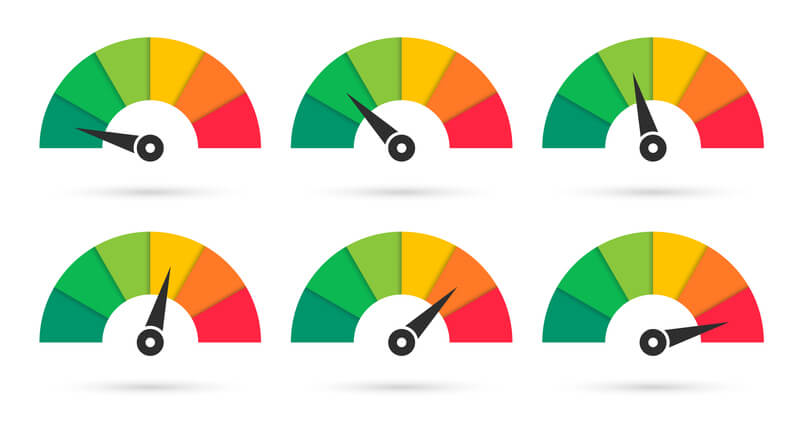 A playful illustration of a credit score "odometer" referencing how your credit score can affect your auto insurance costs in several States.
