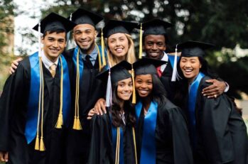 students with cap and gown